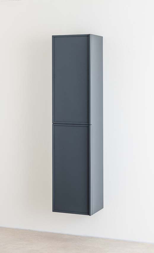 Meuble de salle de bains Fara anthracite sur pied avec lavabo double effet marbre carrara 140cm