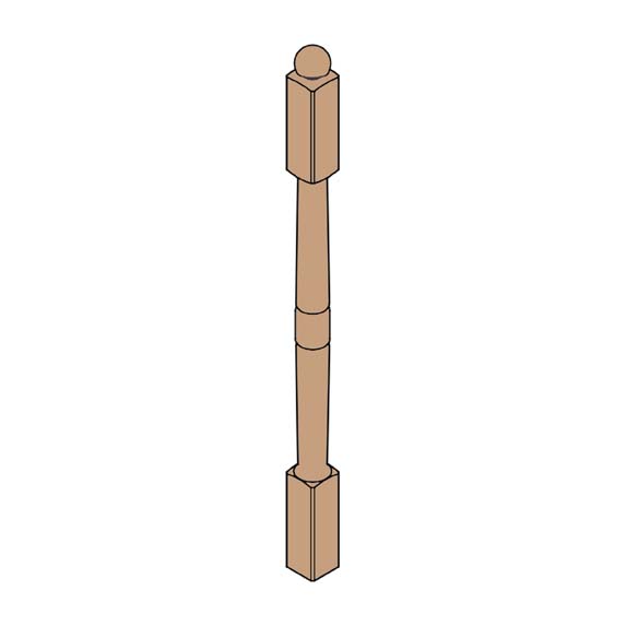 Poteau tourné en hêtre 133x7x7cm