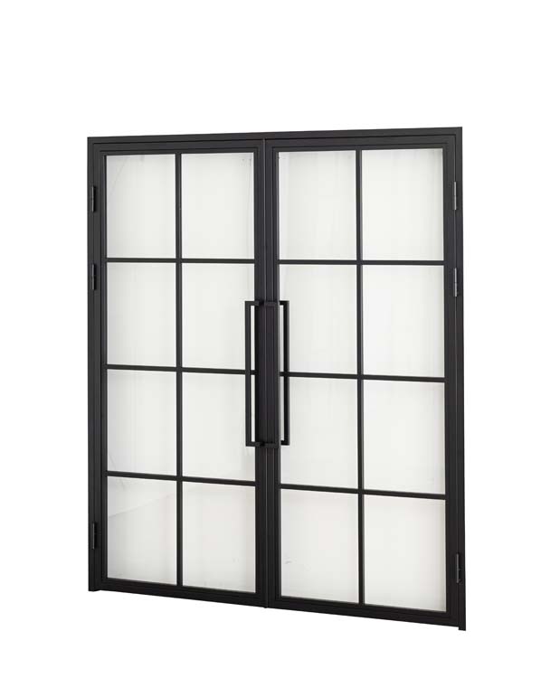 Porte intérieure double en acier Tara noir 2x8V poussant à droite sur mesure