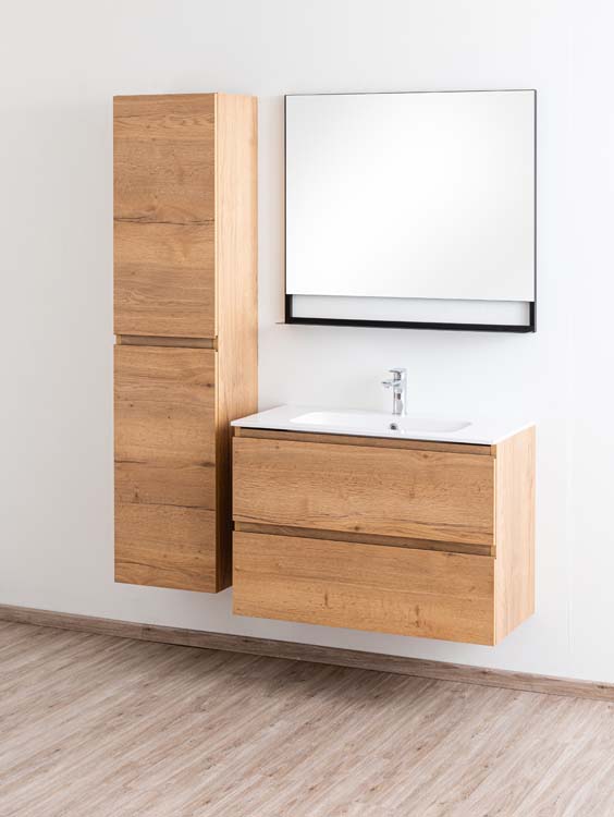 Badmeubel Daria eik goudbruin 900 mm wastafel glans Badmeubel Daria eik goudbruin 900 mm wastafel glans