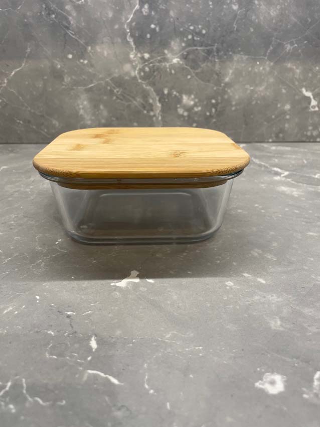 Boîte de stock en verre/bambou transparent 80cl