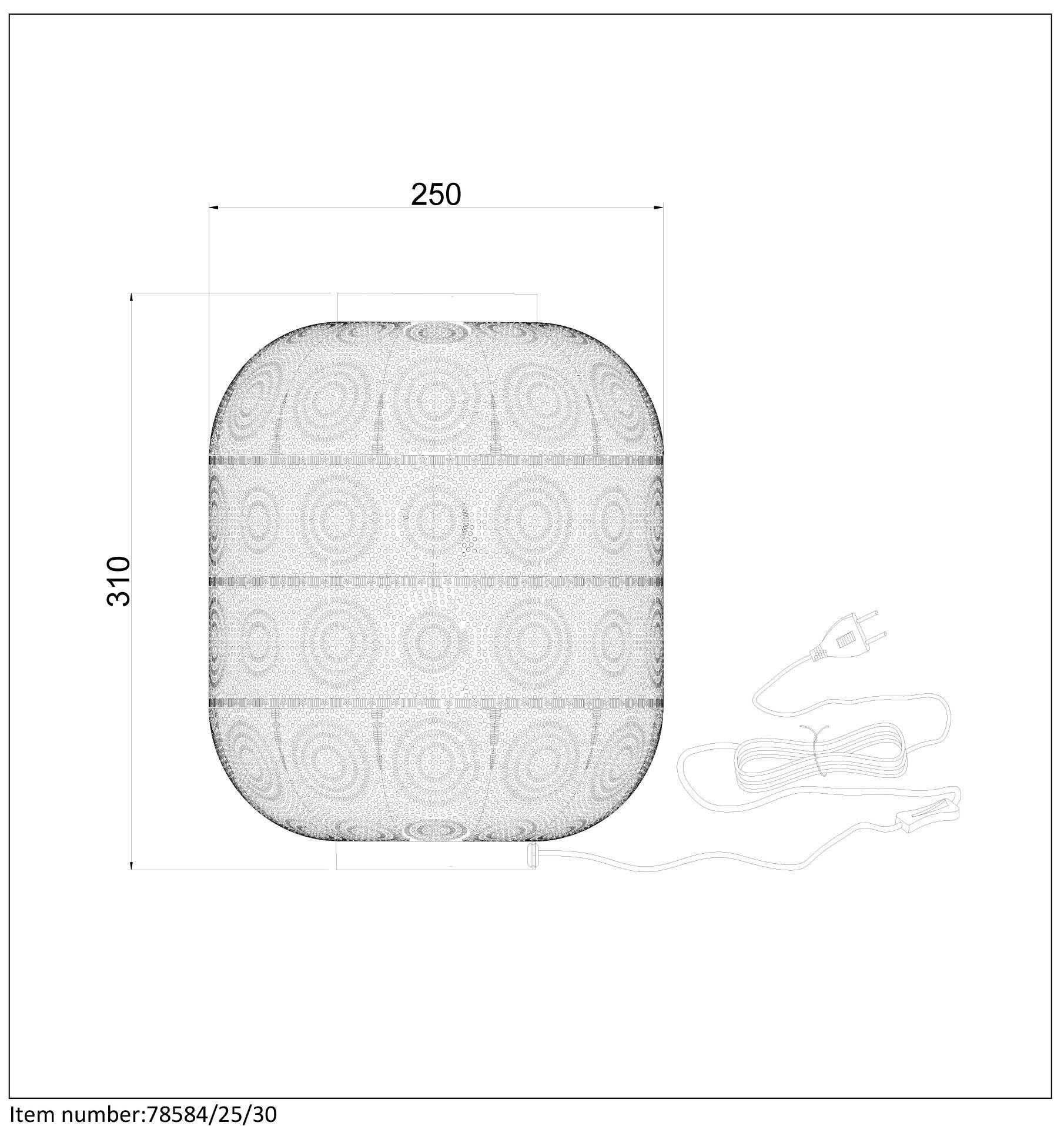 Lampe de table - noir - Ø25cm - E27 - 60W