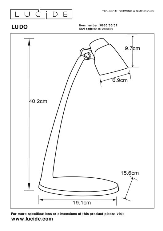 Bureaulamp - goud/messing - H40cm - LED - 4,5W - 3000K