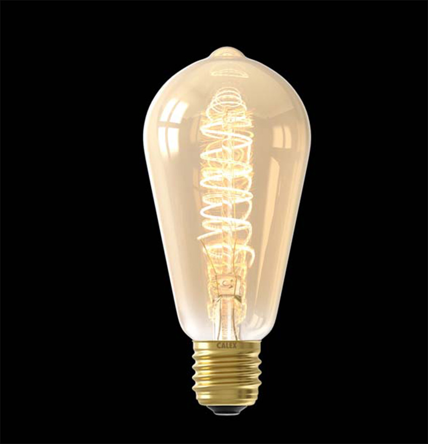 Lampe LED - Doré - Ø6,4x14,2cm - Dimmable 3 niveaux - E27 - 1x5,5W - 470lm - 2100K - 1 pièce