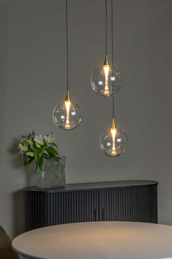 Lucide GISELA - Hanglamp - Ø 36 cm - LED Dimb. - 3x4,3W 2700K - Transparant