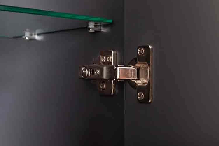 Meuble de salle de bains Omane gris mat suspendu avec lavabo simple blanc brillant 80cm