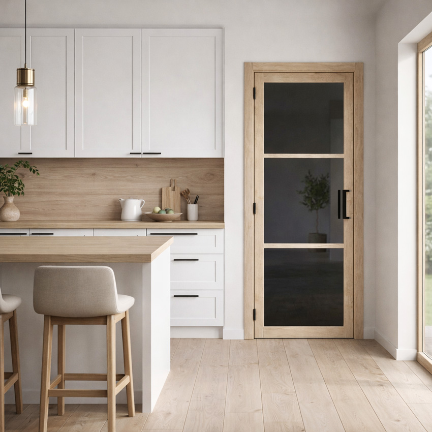 Bloc-porte pro steel look RW Oak 3R fume 83x201.5cm Gauche