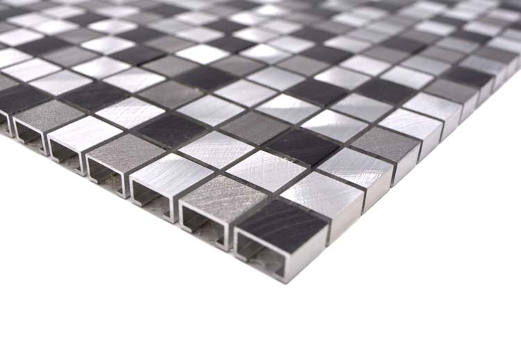 Mosaïque mix alu grise noire 31,7 x 31,7 cm