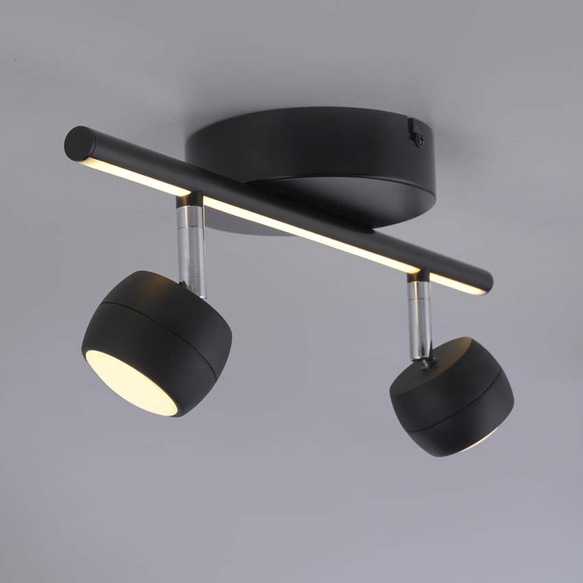 Spot plafond - noir - 13x40,3cm - dimmable - 2x5,3W - 3000K