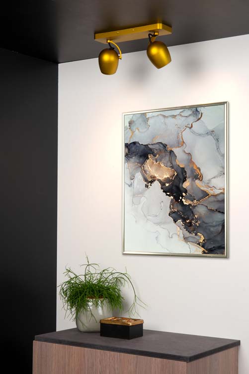 Spot plafond - LED Dim to warm - GU10 - 2x5W 2200K/3000K - Or Mat / Laiton