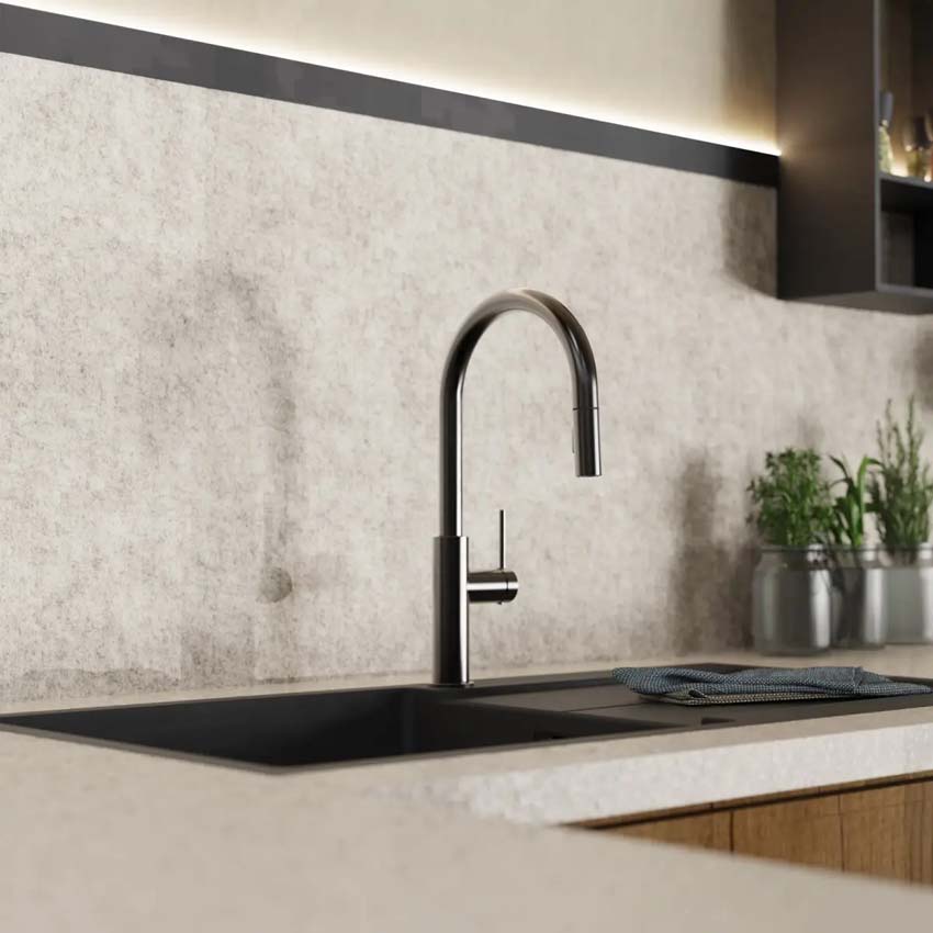 Robinet de cuisine Wasserwerk WK 13 Sphere graphite mat avec bec extractible