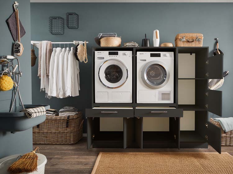 Wasmachine kasten Decowash - set 12 - antraciet - 67,5x185x162cm