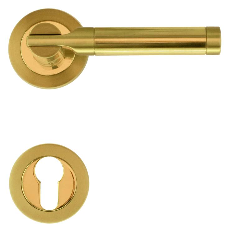Poignée de porte pro catania cuivre mat+cuivre rosace cylindre