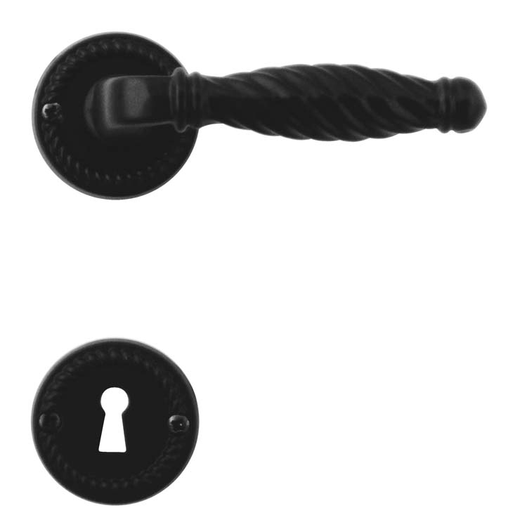 Poignée de porte pro anzio noir rosace barbe