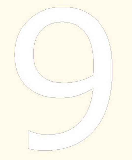 Pictogram Kleefletter 9 Verdana 50mm Wit