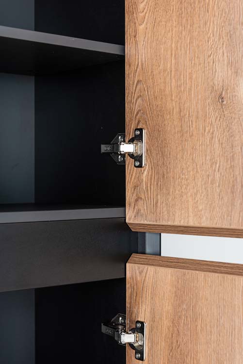 Kolomkast Justin mat zwart/notelaar hangend 170x40x35cm