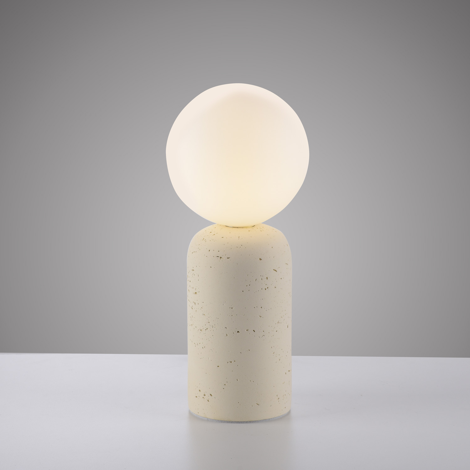 Lampe de table - sable/blanc - aspect travertin - Ø15cm - 1xG9 - 10W max. - ampoule non incluse