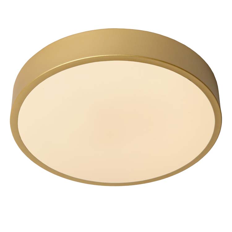 Lucide UNAR - Plafonnière - Ø 30 cm - LED Dimb. - 1x18W 2700K - 3 StepDim - Mat Goud / Messing