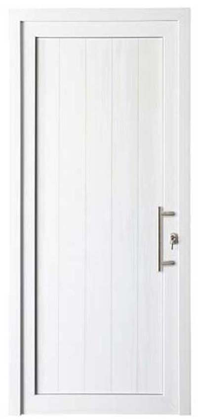 Buitendeur Deceuninck PVC vlak planchetten paneel wit 980x2180mm links duwend