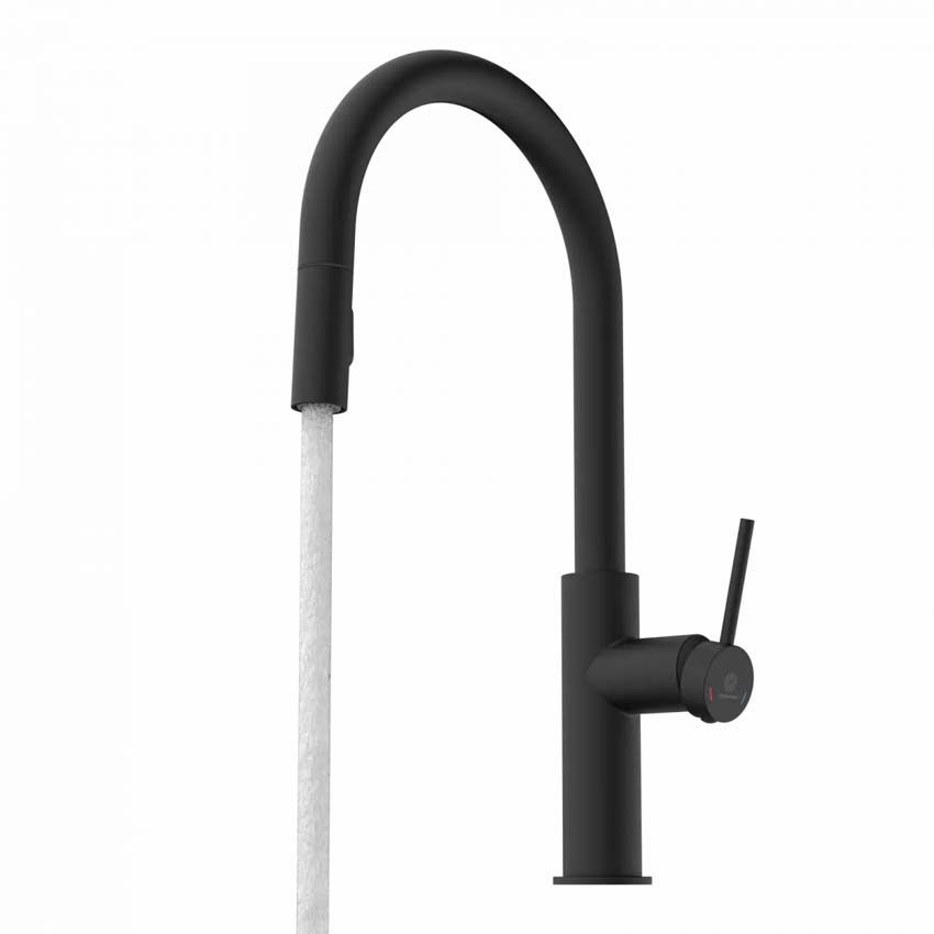 Robinet de cuisine Wasserwerk WK 13 Sphere noir mat avec bec extractible