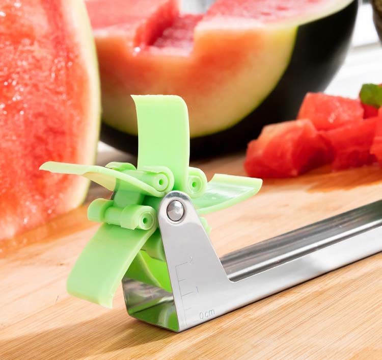 Watermeloenblokjes snijder RVS groen