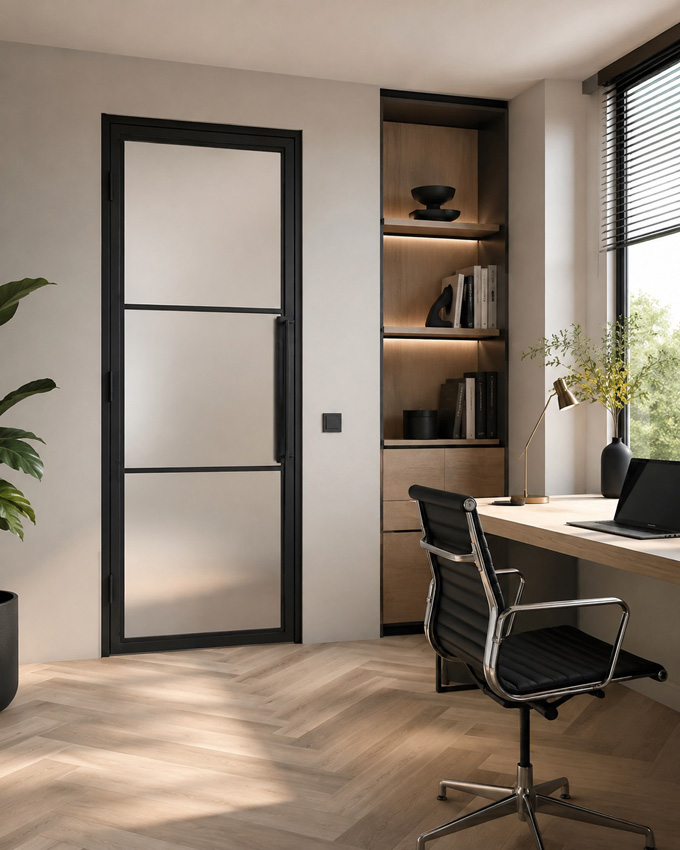 Porte intérieure Fer forgé 4W Tara verre mat 880 x 2040 mm D