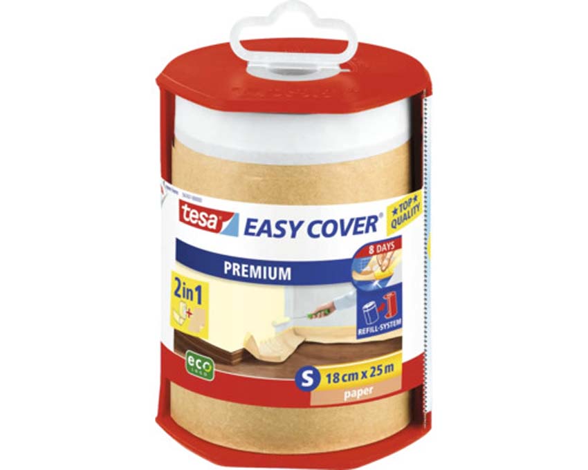 Tesa Easy Cover feuille de couverture distributeur 17x2,6 m + distributeur transparent
