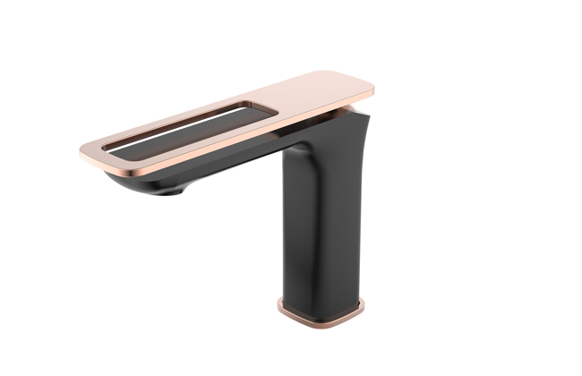 Robinet de lavabo Kristy noir mat/or rose