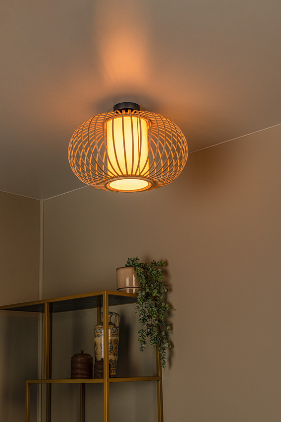 Lucide Essential Thuline - Plafonnier - Ø45cm - 1xE27 - Bois clair