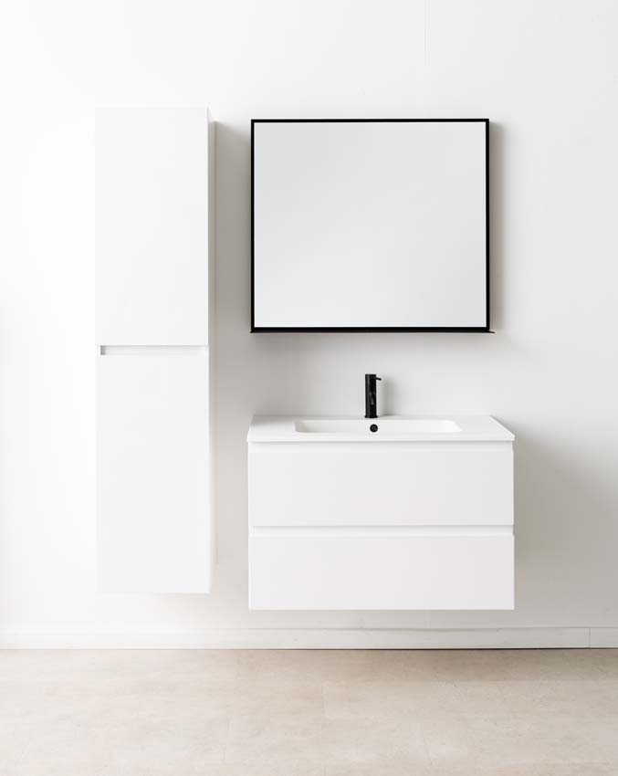 Meuble de salle de bain Tibo blanc 900 mm lavabo blanc mat