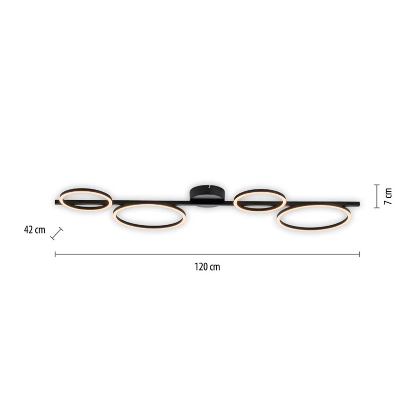 Plafonnière noir incl LED lampe 4850 lumes 36W