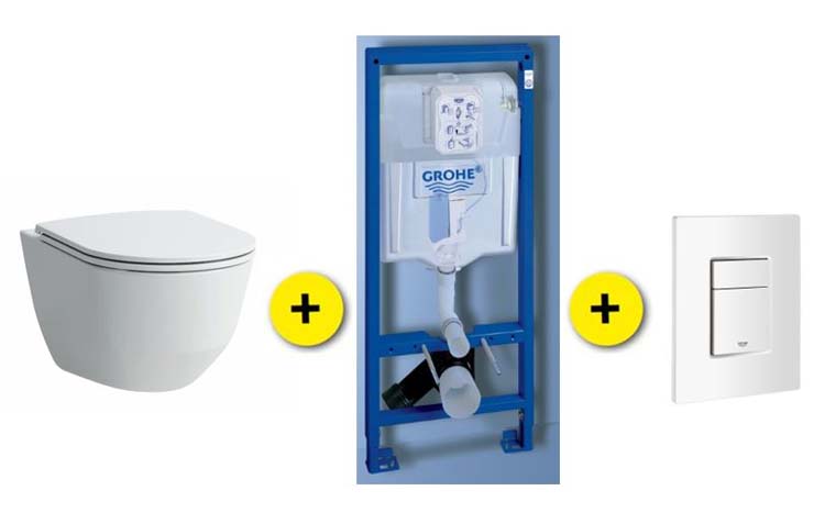 Toiletset Laufen Pro wit inclusief softclose WC-bril+ inbouwreservoir Rapid SL + drukplaat wit