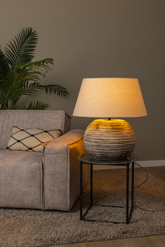 Lucide Vibes Denise - Lampe de table - Ø55cm - 1xE27 - Brun
