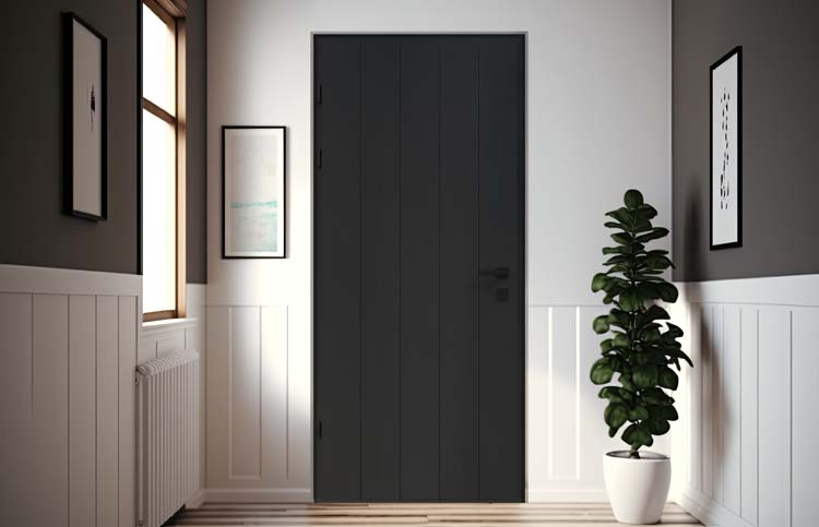 Porte extérieure bois Duero meranti noir 980x2180mm ouvrant à gauche