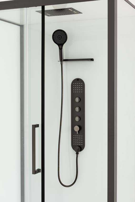 Cabine de douche Amani gauche/droite gunmetal porte coulissante 90x115x215cm