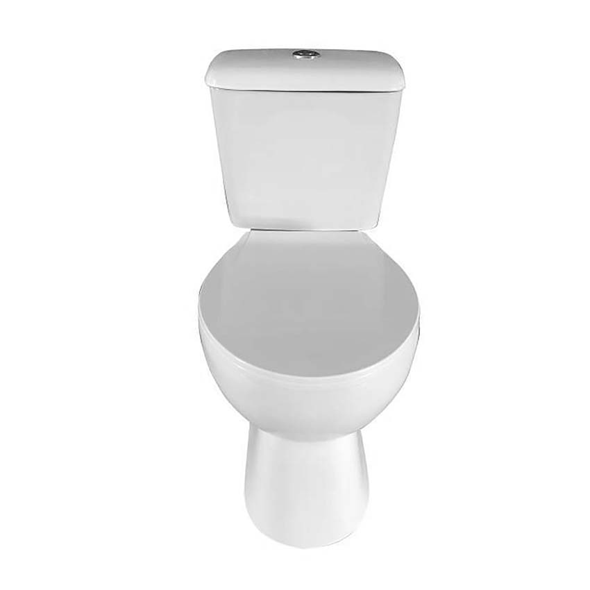 Toilettes sur pied blanc brillant avec double chasse d'eau et fermeture douce, siège WC inclus