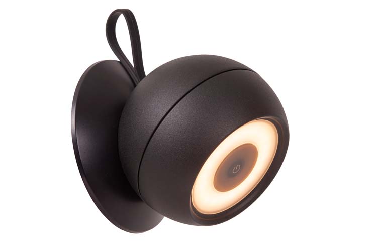 Wandlamp binnen/buiten - zwart - dimbaar - LED 1x2W - 3000K - IP54 - magnetisch - oplaadbaar