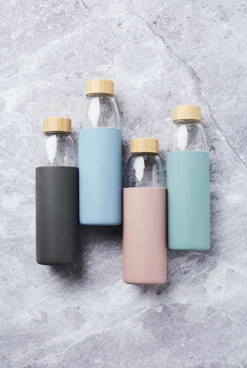 Bouteille en verre Point-Virgule manchon gris foncé 750 ml