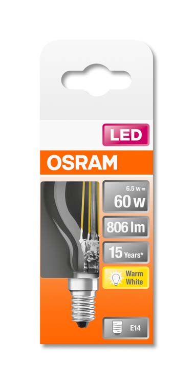 Lampe LED retro clp60 E14 6.5W blanc chaud filament