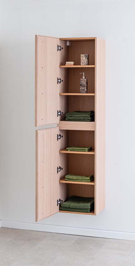 Meuble de salle de bains Felix chêne suspendu avec lavabo double effet marbre carrara 140cm