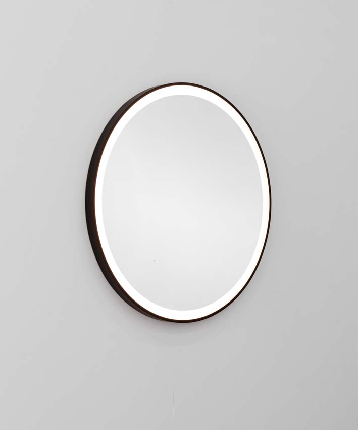 Miroir Fergie rond LED + anti-buée noir Ø80cm