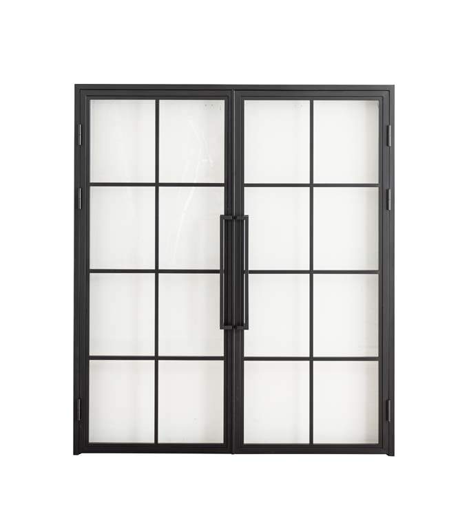 Porte intérieure double en acier Tara noir 2x8V poussant à gauche sur mesure
