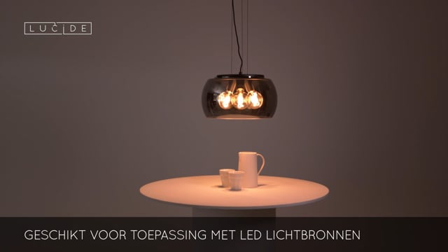 Lucide OLIVIA - Hanglamp - Ø 40 cm - 3xE27 - Fumé Lucide OLIVIA - Hanglamp - Ø 40 cm - 3xE27 - Fumé