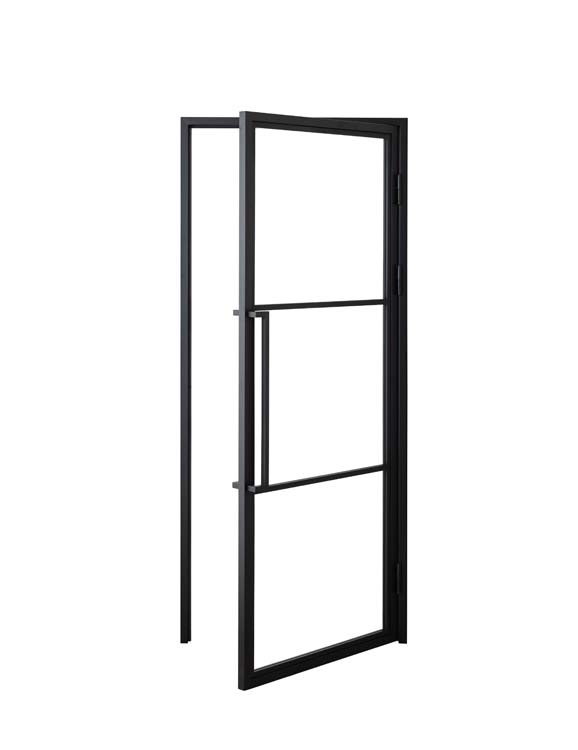 Enkele stalen binnendeur Tara zwart 3R links duwend op maat