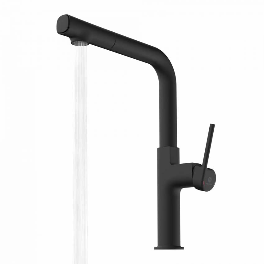 Robinet de cuisine Wasserwerk WK 11 noir mat avec bec extractible