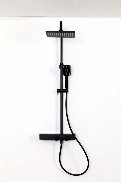 Doucheset Milo thermostatisch mat zwart
