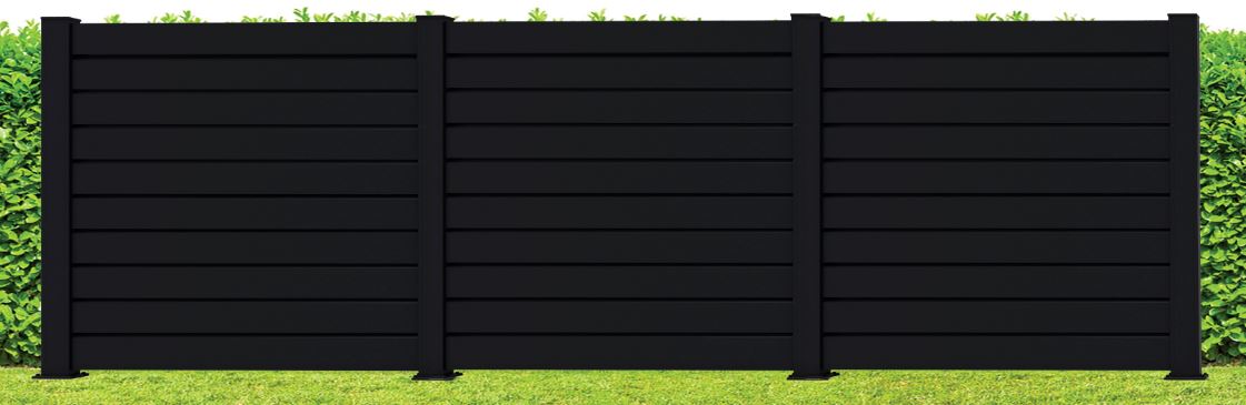 Afsluiting Havana alu zwart 3 schermen 636 x 180 x 4 cm
