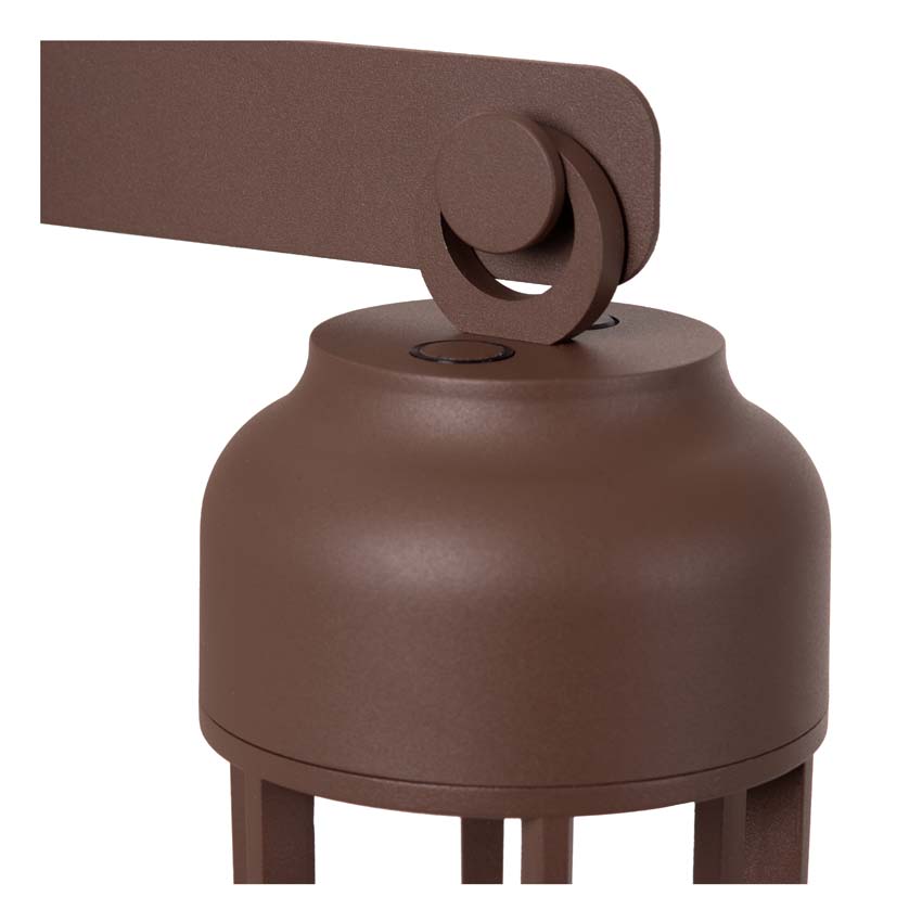 Lucide Essential Wells - Oplaadbare wandlamp binnen/buiten - Accu/batterij - Ø10cm - LED Dimbaar - CCT - 1x5W 2700K/4000K - IP54 - Roestbruin