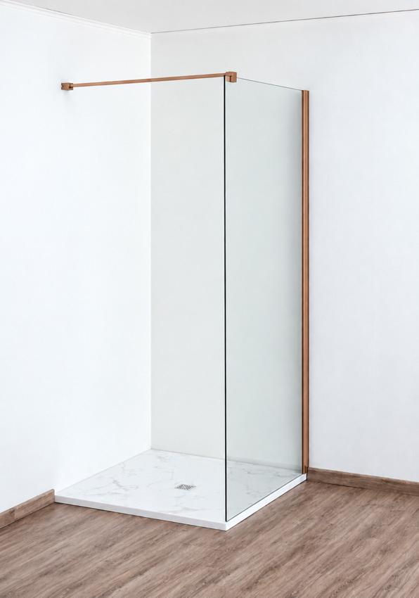 Paroi de douche à l'italienne Anais verre clair avec kit de profilés cuivre 157x200cm