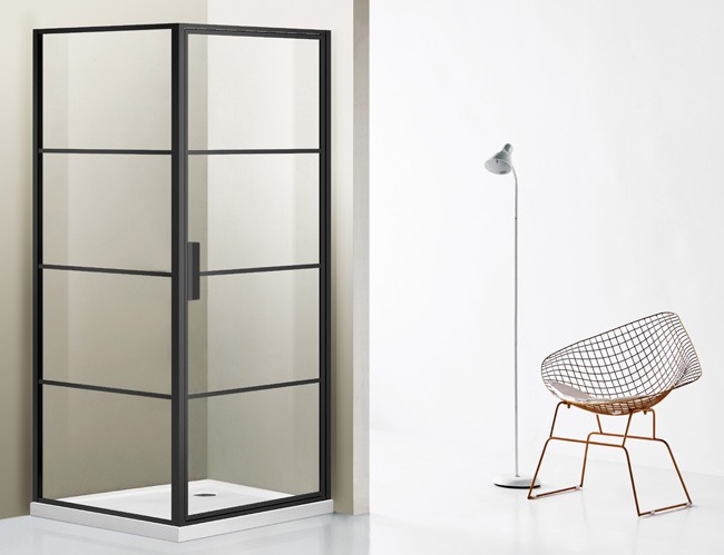 Douchedraaideur met vast deel Ulysses zwart 120x200cm